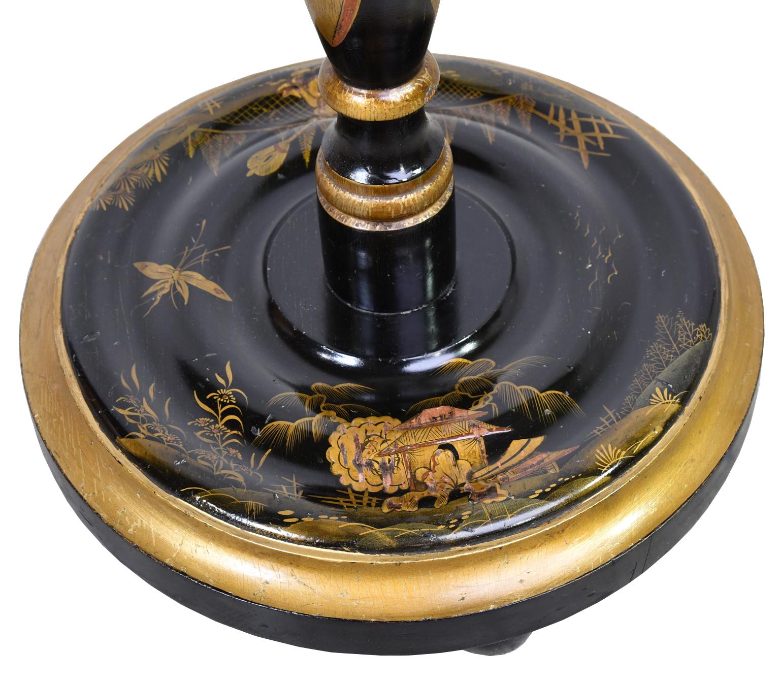 Lampada da terra Chinoiserie in legno policromato con scena dipinta a mano, Inghilterra 1932 in vendita 3