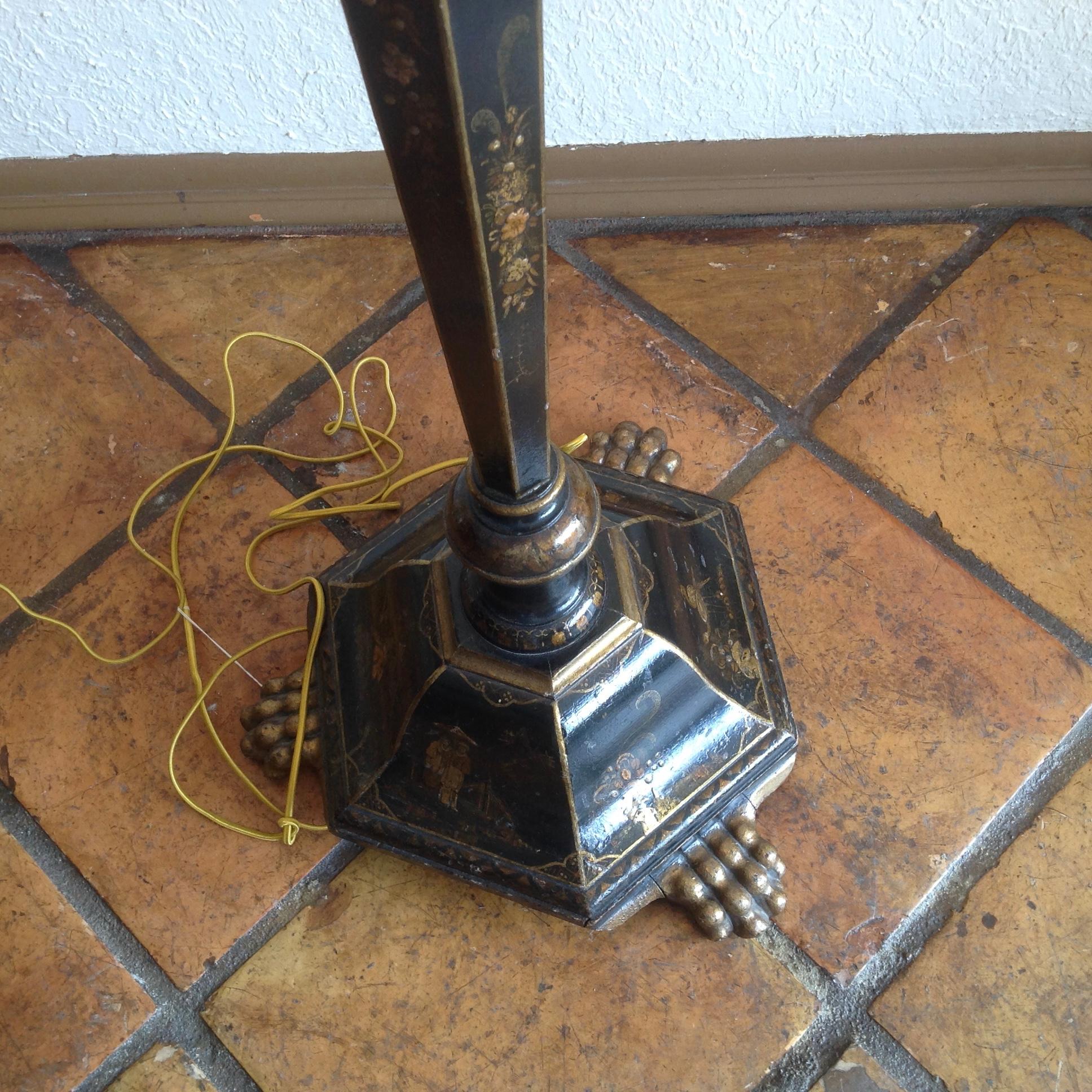 Chinoiserie Floor Lamp With Custom Shade 4