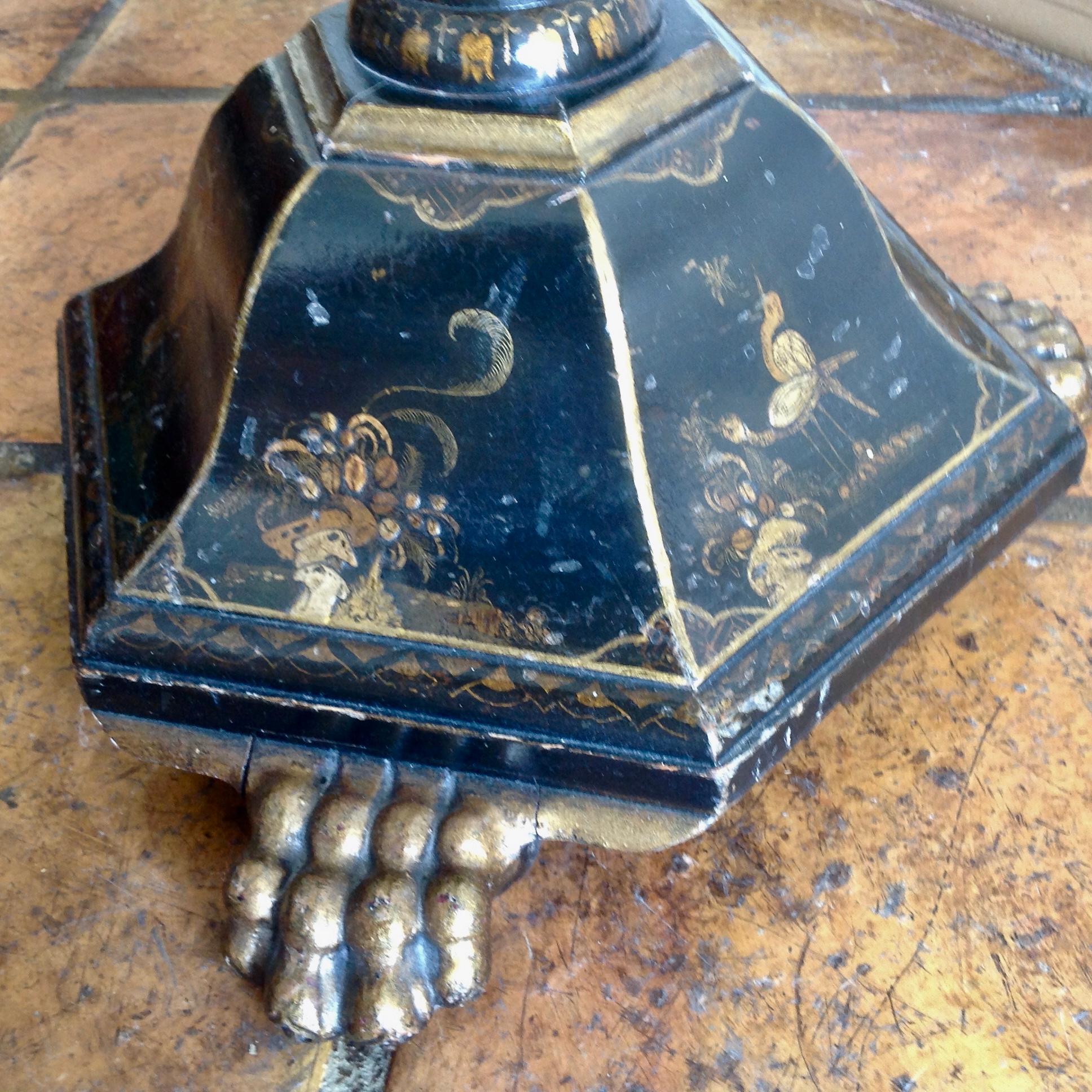 English Chinoiserie Floor Lamp With Custom Shade