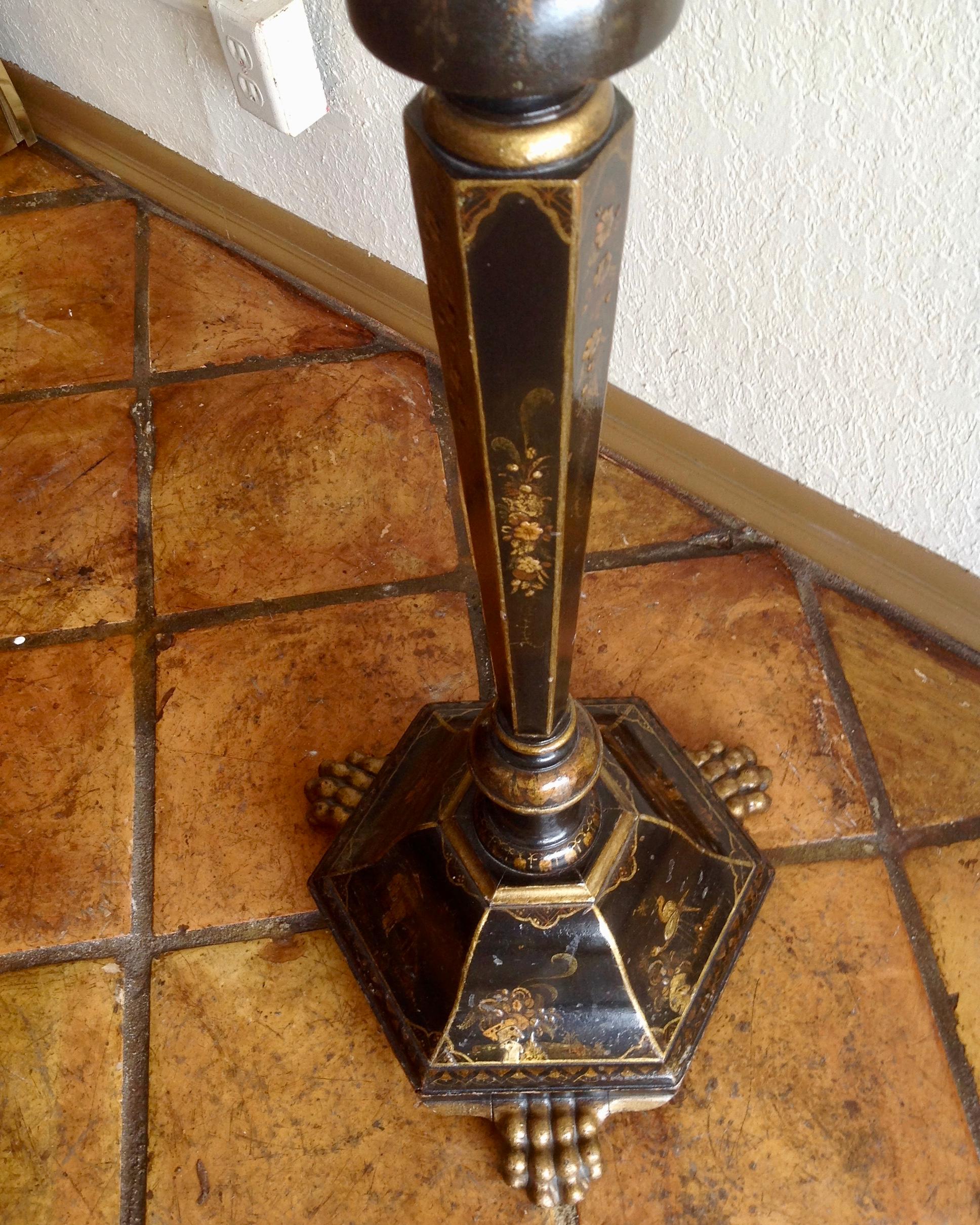 Chinoiserie Floor Lamp With Custom Shade In Good Condition In West Palm Beach, FL