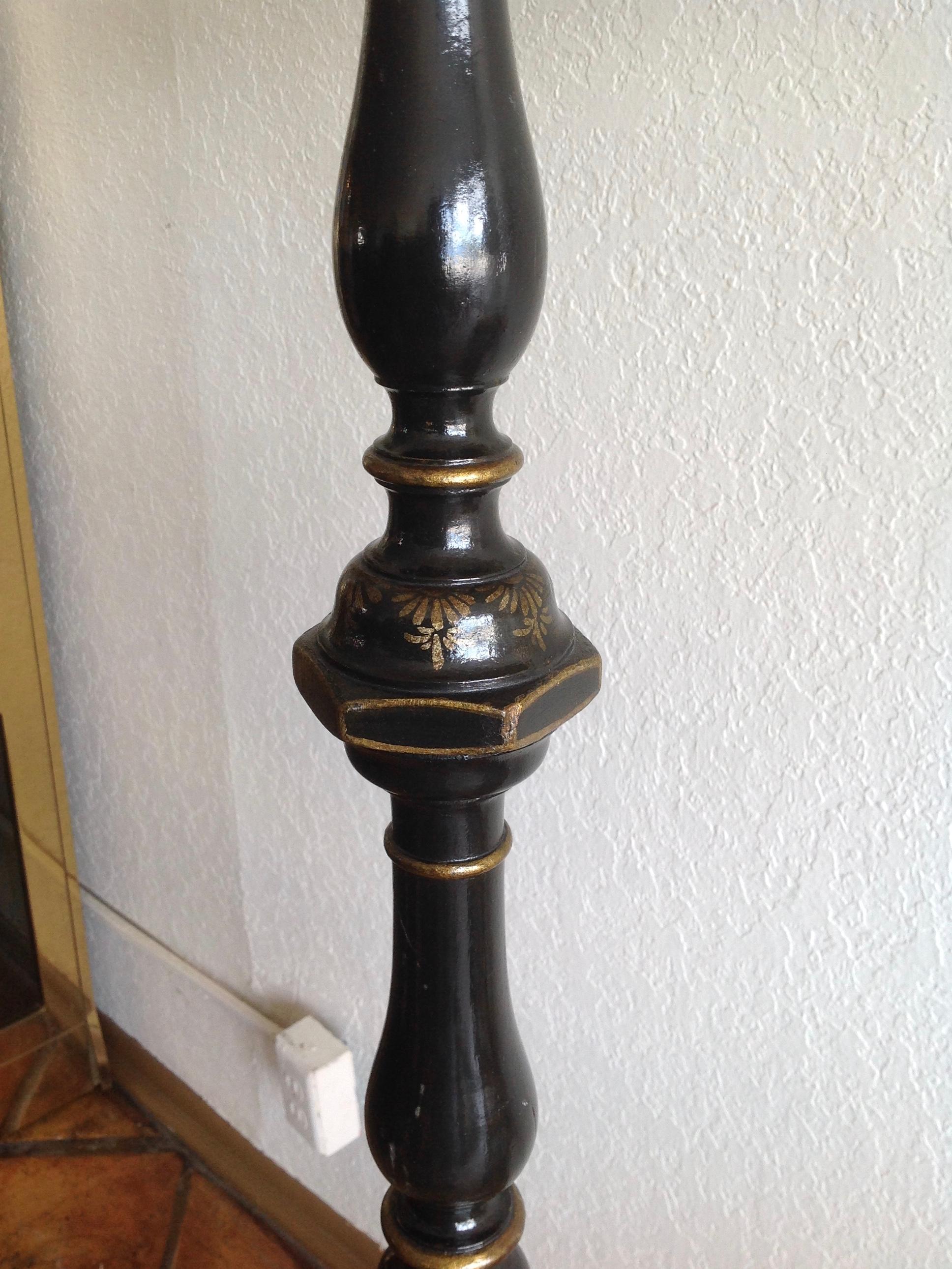 20th Century Chinoiserie Floor Lamp With Custom Shade
