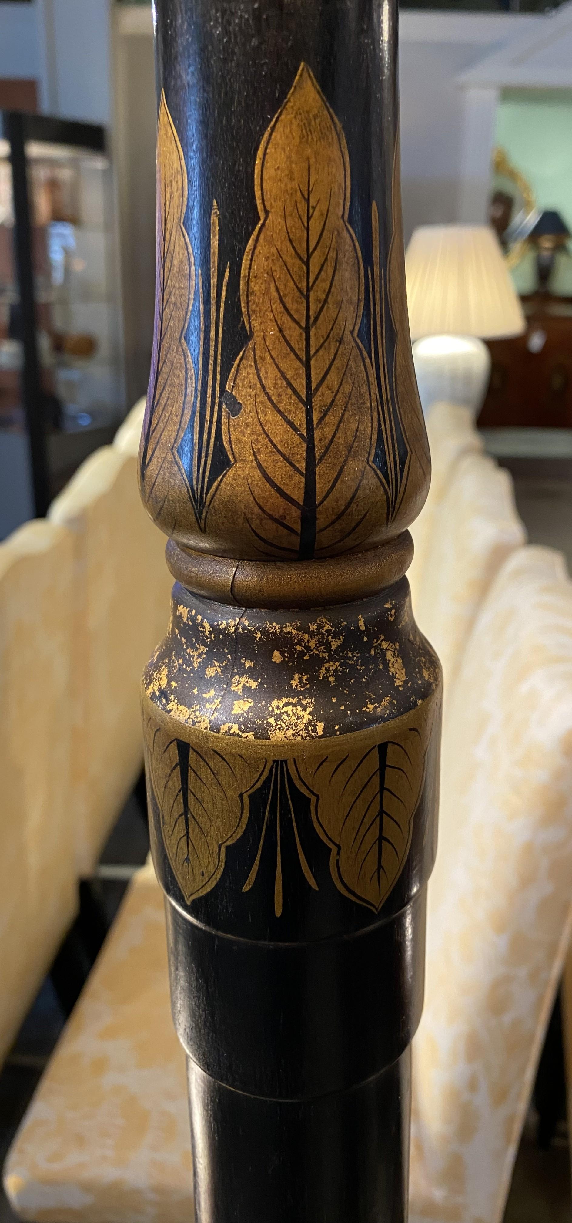 Chinoiserie Floor Lamp with Table Base & Linen Painted Shade For Sale 8