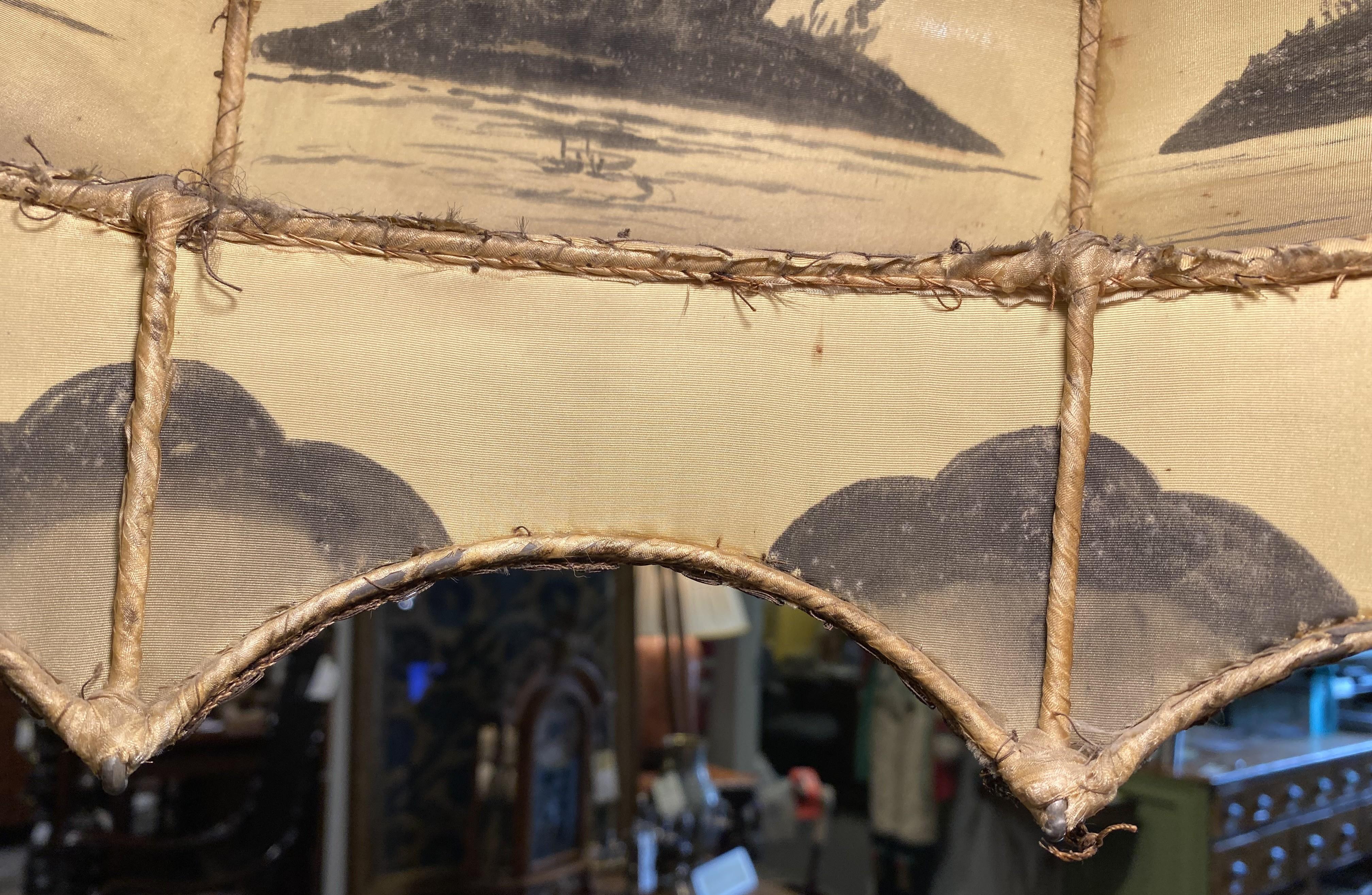 Chinoiserie Floor Lamp with Table Base & Linen Painted Shade For Sale 10