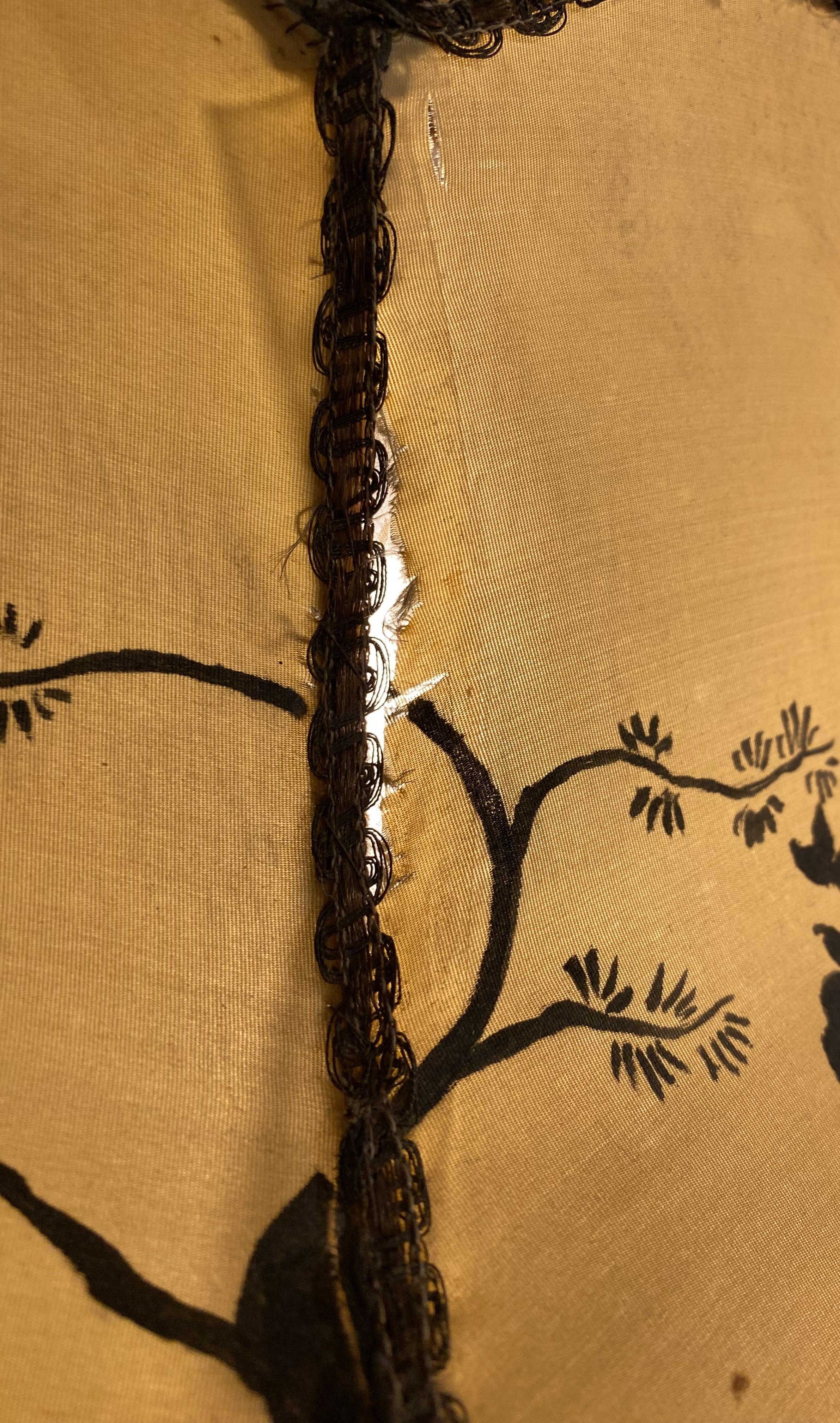 Chinoiserie Floor Lamp with Table Base & Linen Painted Shade For Sale 11