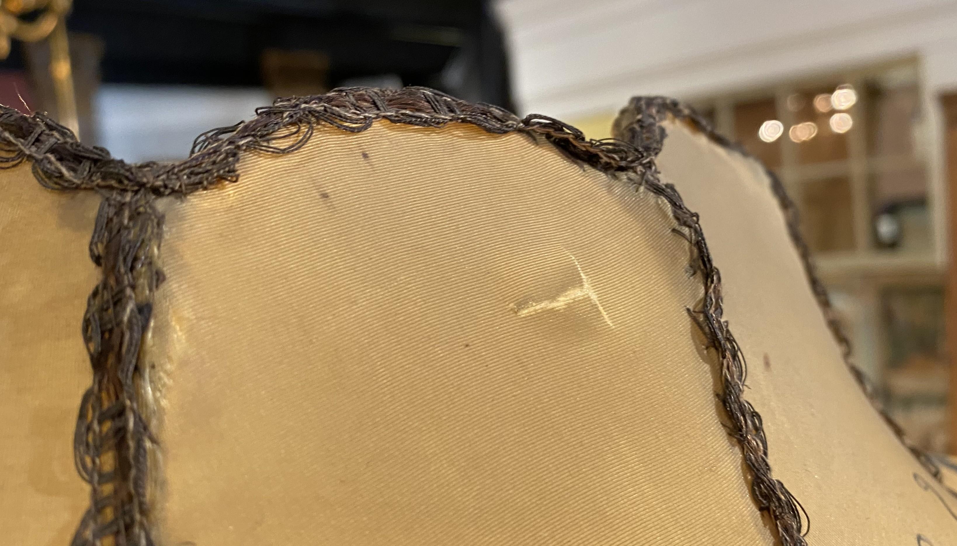 Chinoiserie Floor Lamp with Table Base & Linen Painted Shade For Sale 12