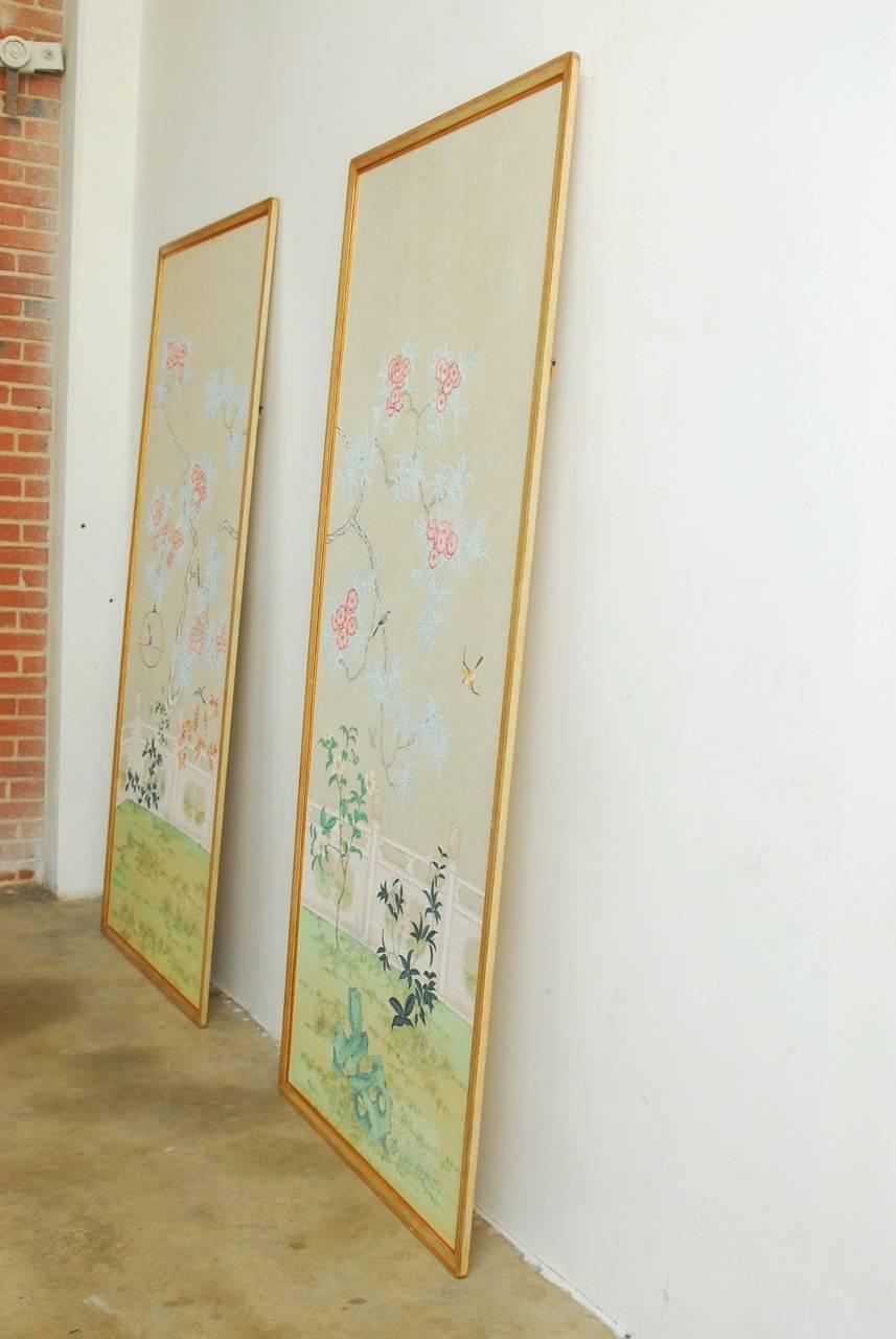 Chinoiserie Flora and Fauna Painted Panels by Robert Crowder 4