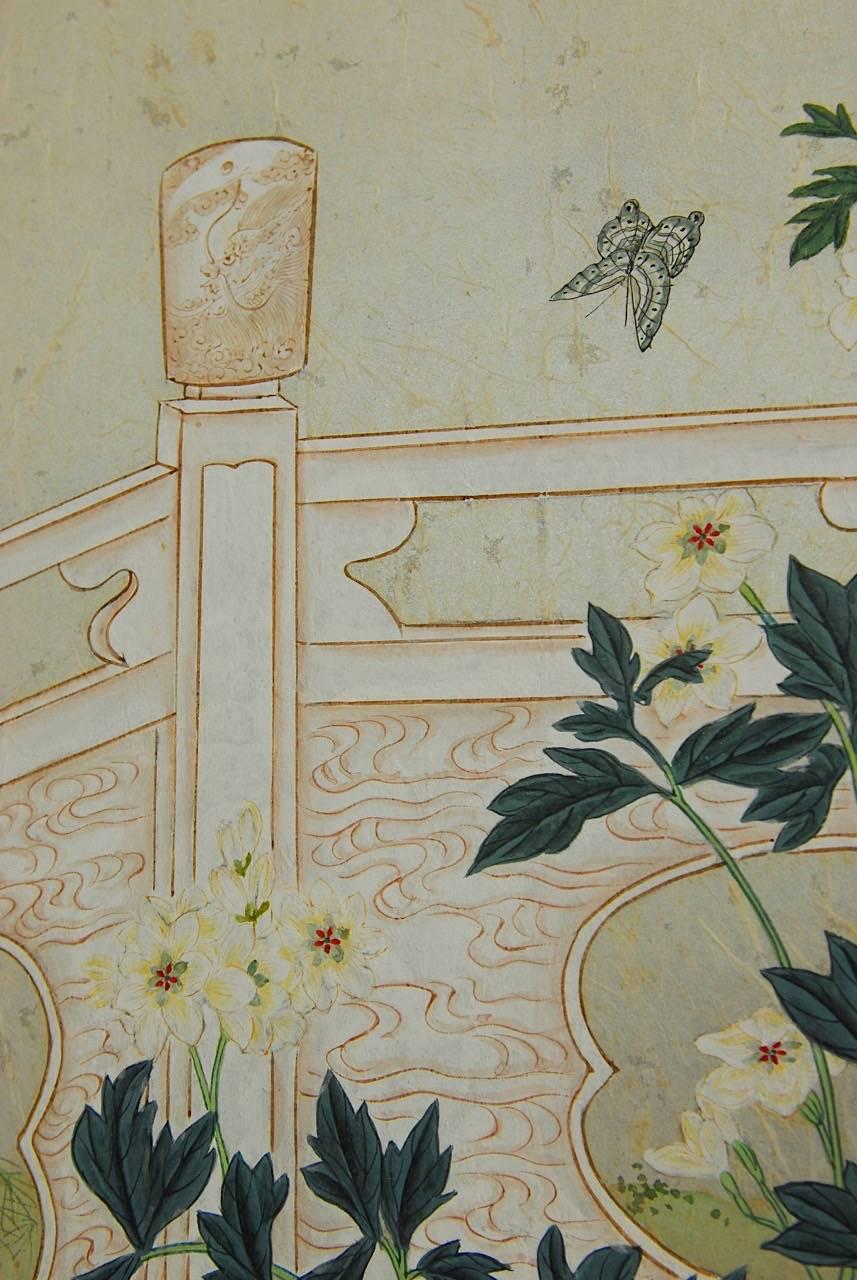 Chinoiserie Flora and Fauna Painted Panels by Robert Crowder 7