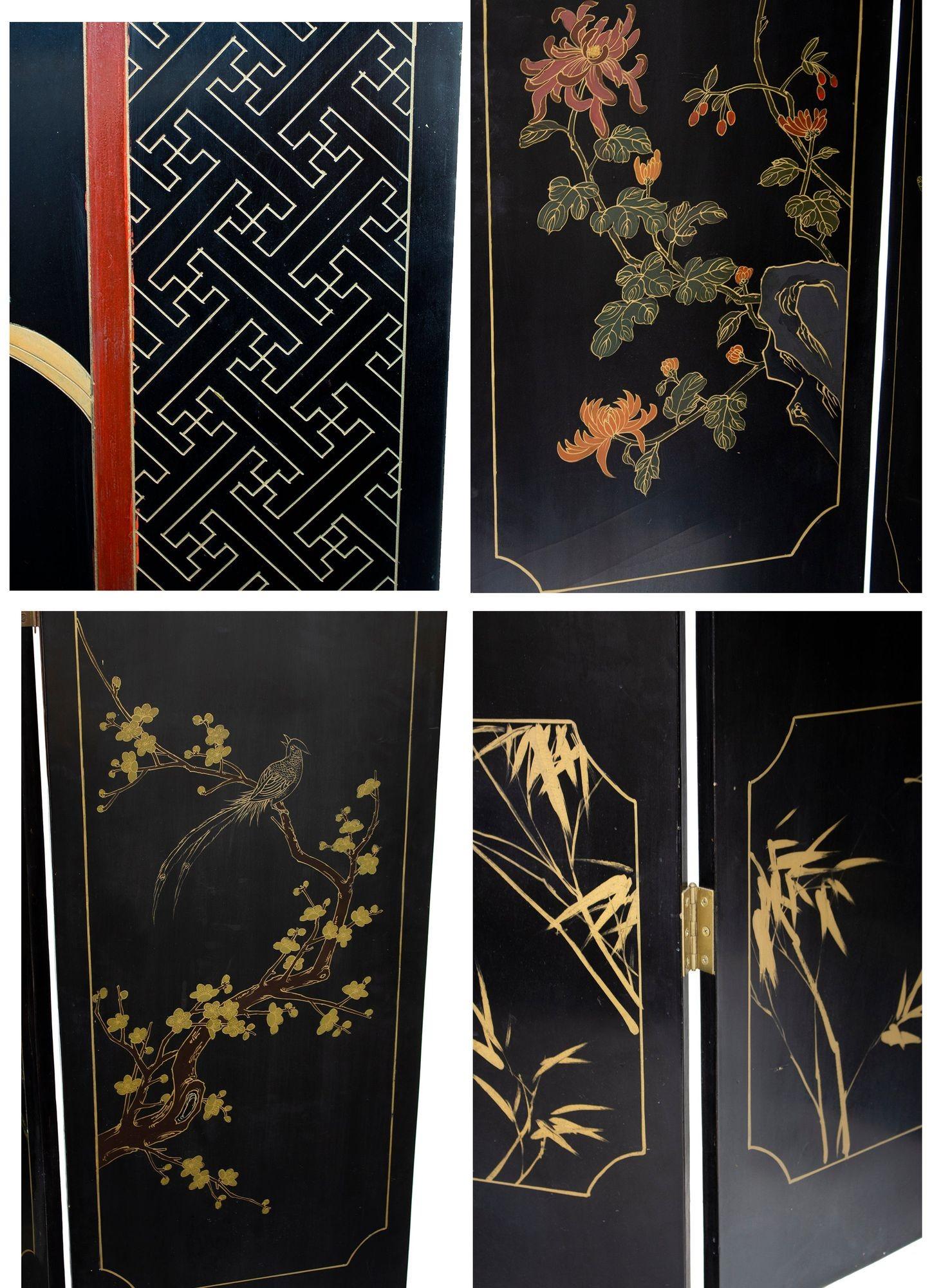 20th Century Chinoiserie Folding Screen or Room Divider For Sale