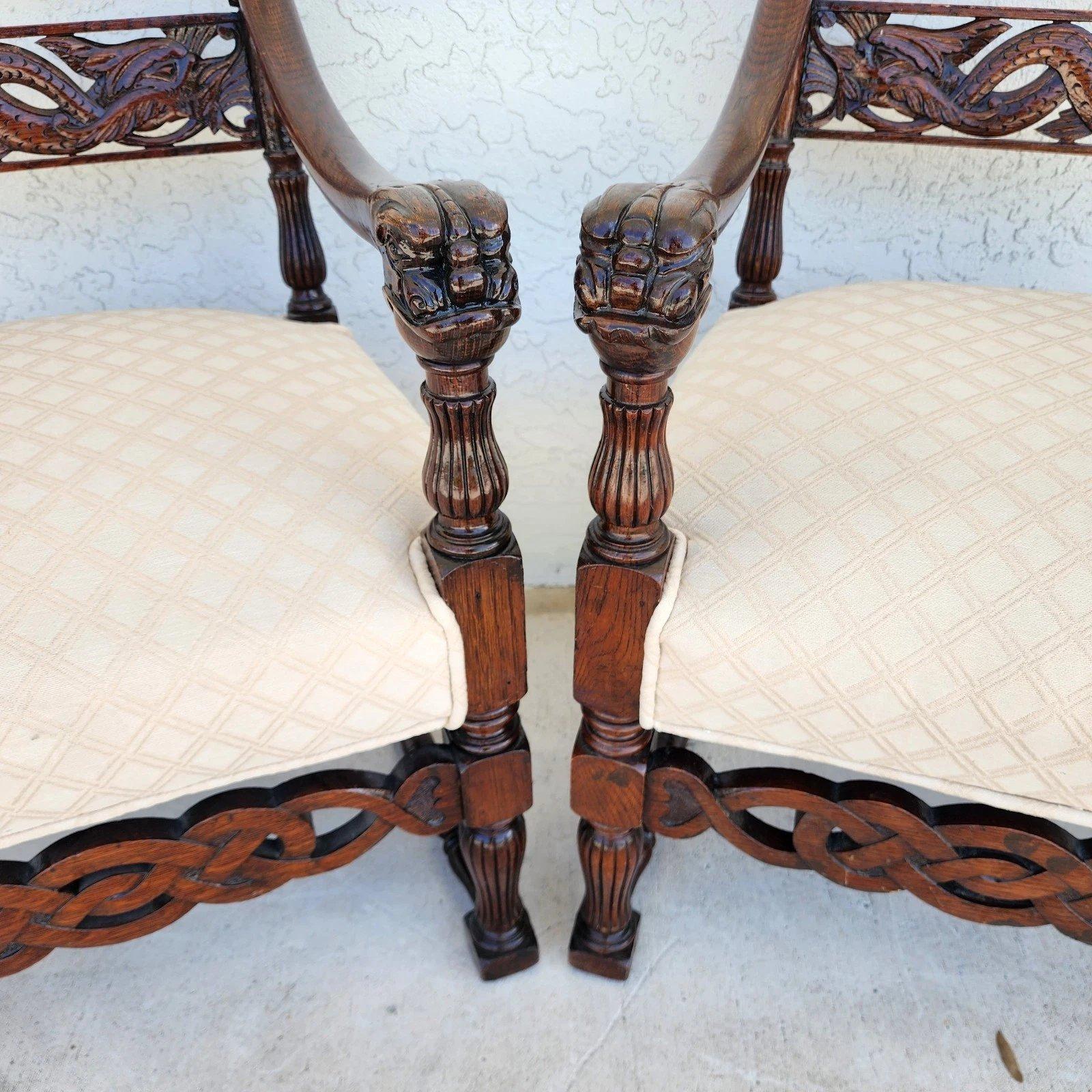 Poltroncine Chinoiserie Foo Dog Coppia di poltrone Mid Century in vendita 10