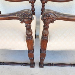 Chinoiserie Foo Dog Armchairs Pair Mid Century