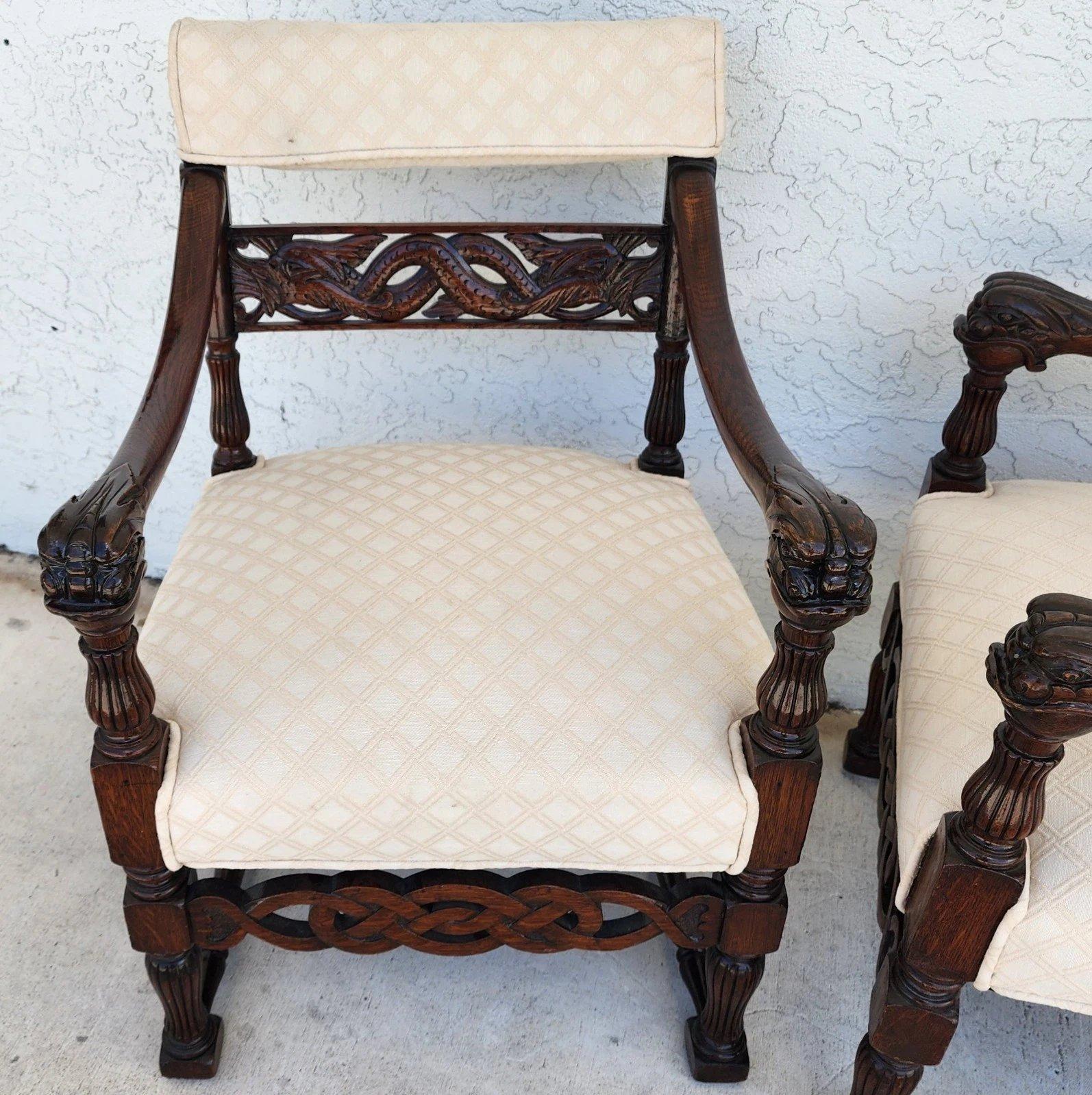 Poltroncine Chinoiserie Foo Dog Coppia di poltrone Mid Century in vendita 2