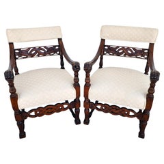 Chinoiserie Foo Dog Armchairs Pair Mid Century