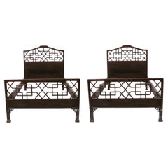Chinoiserie Fretwork Twin Beds
