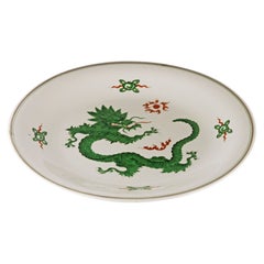 Vintage Chinoiserie German Dinner Plate with Painted Ming Dragon by Meissen Porcelain
