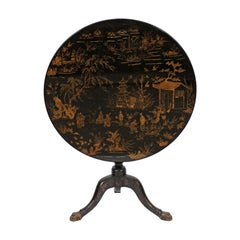 Chinoiserie Gilt and Black Chippendale-Style Tea Table
