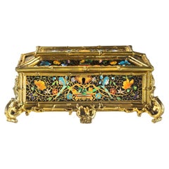 Antique Chinoiserie Gilt Bronze Champlevé Enamel Casket Box