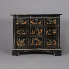 Chinoiserie Gilt Decorated Et Cetera Serpentine 3-Drawer Chest by Drexel