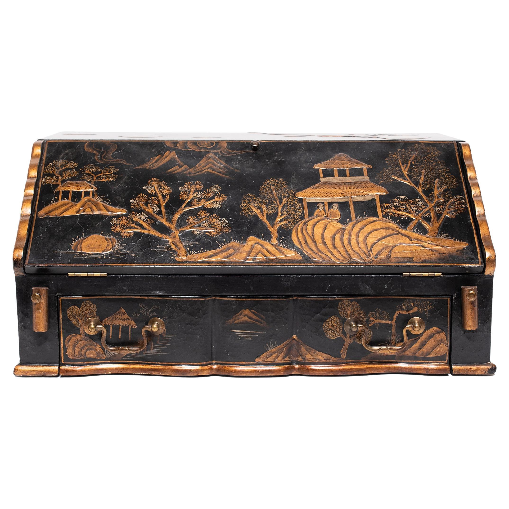 Chinoiserie Gilt Lacquer Table Secretaire For Sale