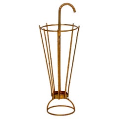 Chinoiserie - Porte-parapluies en métal doré et faux bambou