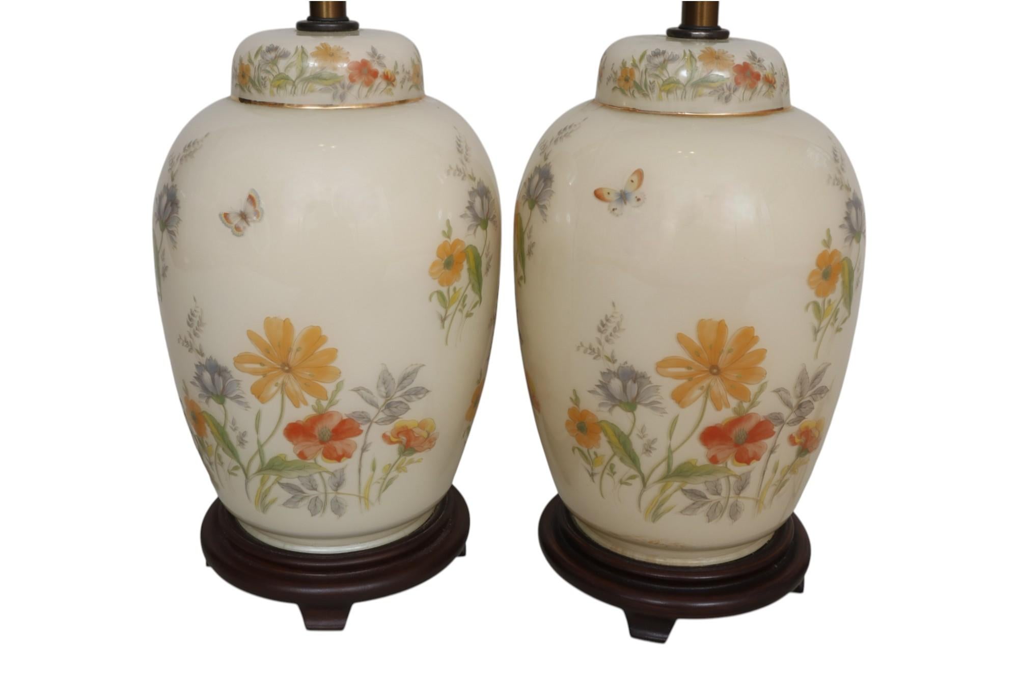 20th Century Chinoiserie Glass Table Lamps, a Pair For Sale