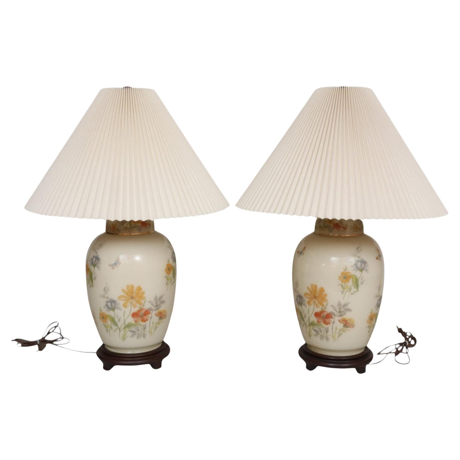 Chinoiserie Glass Table Lamps, a Pair For Sale
