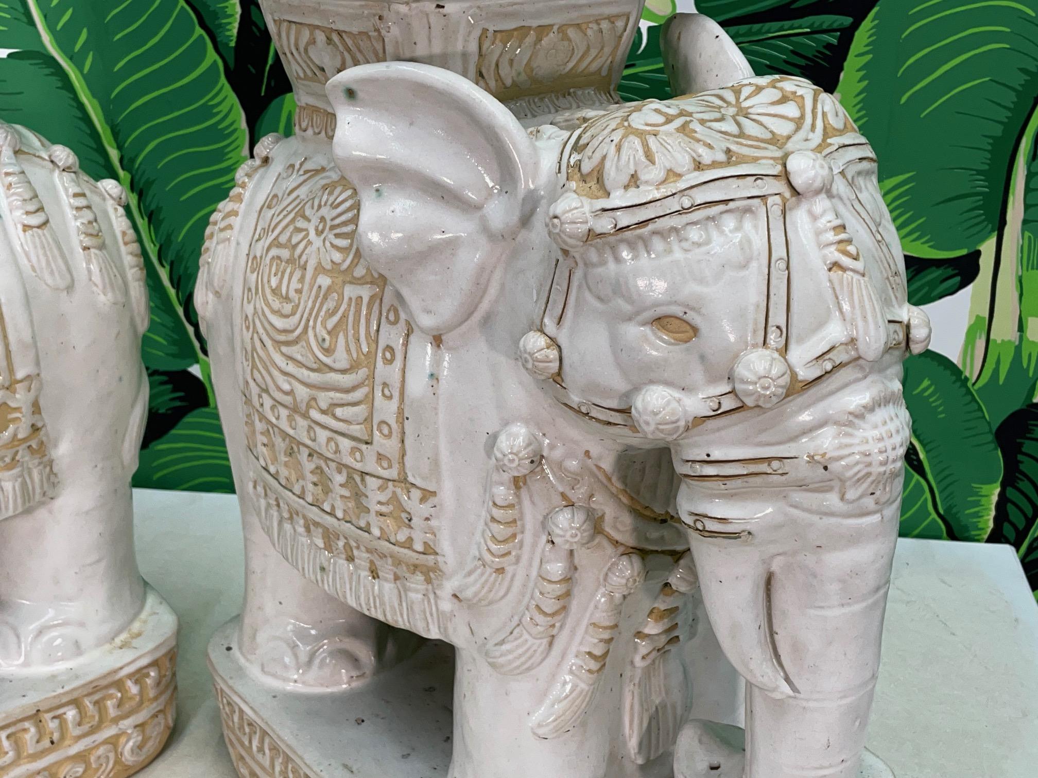 Chinoiserie Glazed Terracotta Large Elephant Garden Stools 4