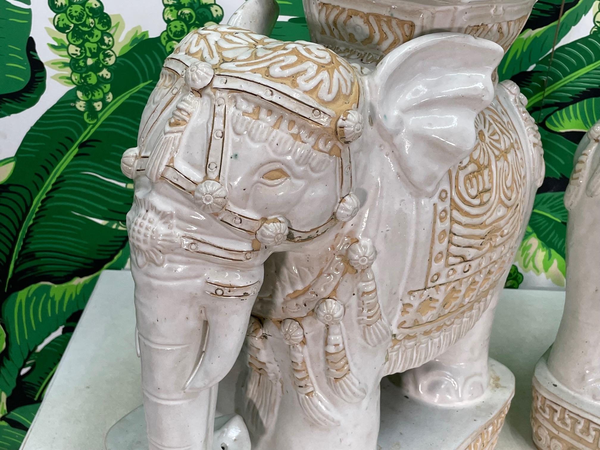 Chinoiserie Glazed Terracotta Large Elephant Garden Stools 5