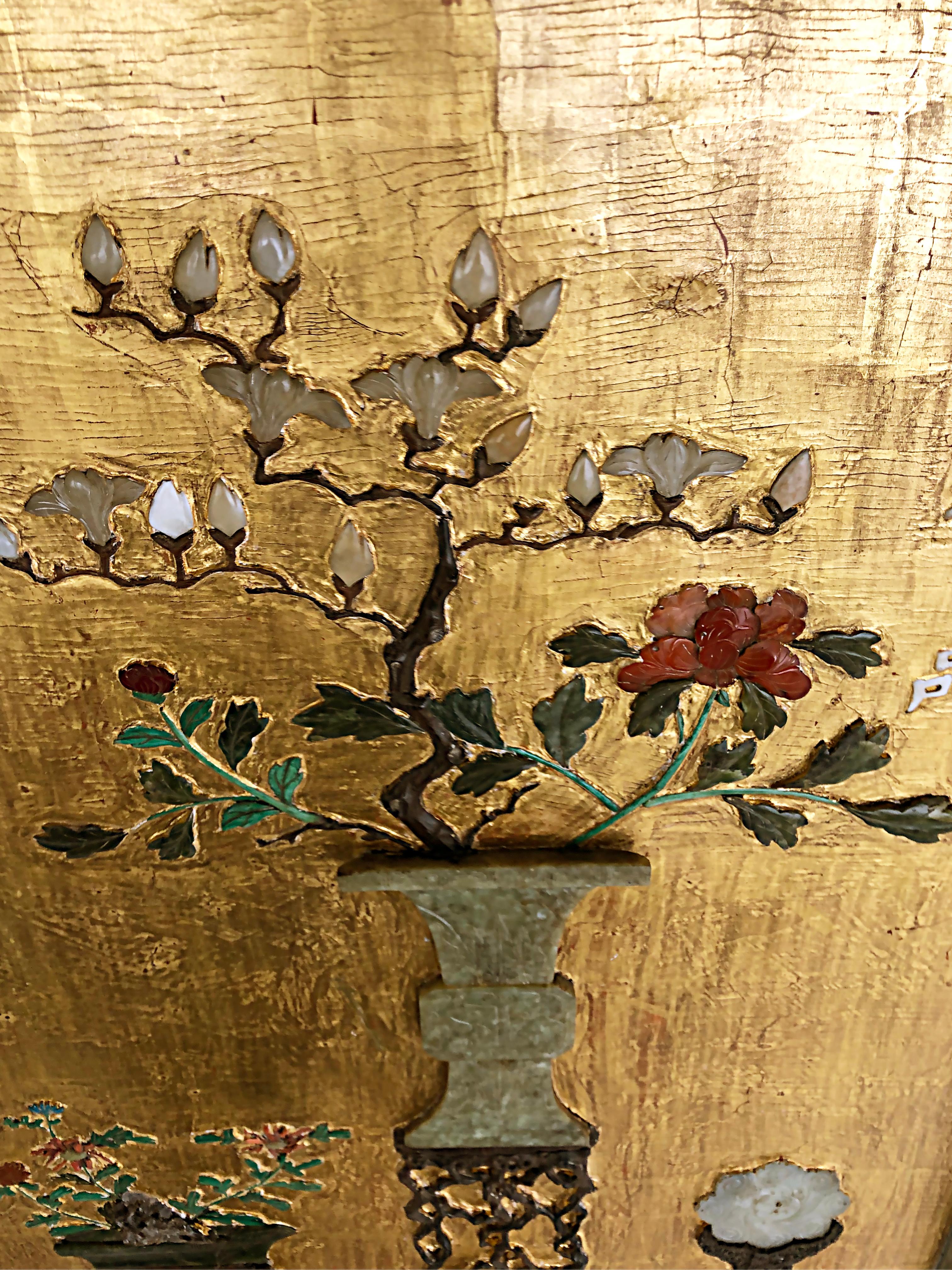 Chinoiserie Gold Leaf Hardstone Decorated Coffee Table from a Screen Panel 3
