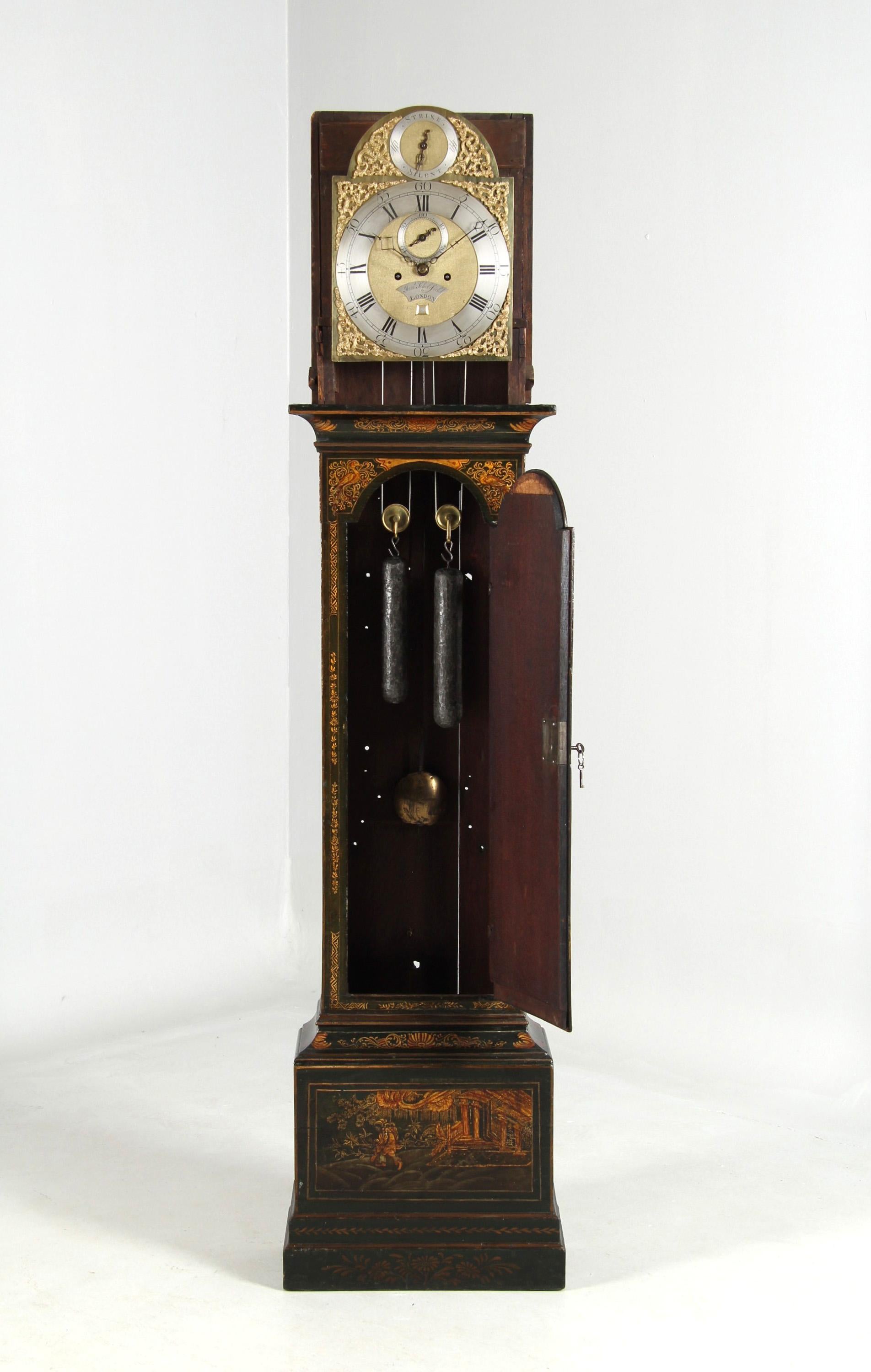 Chinoiserie Grandfather Clock, England, London, Mid-18th Century, Longcase Clock For Sale 6