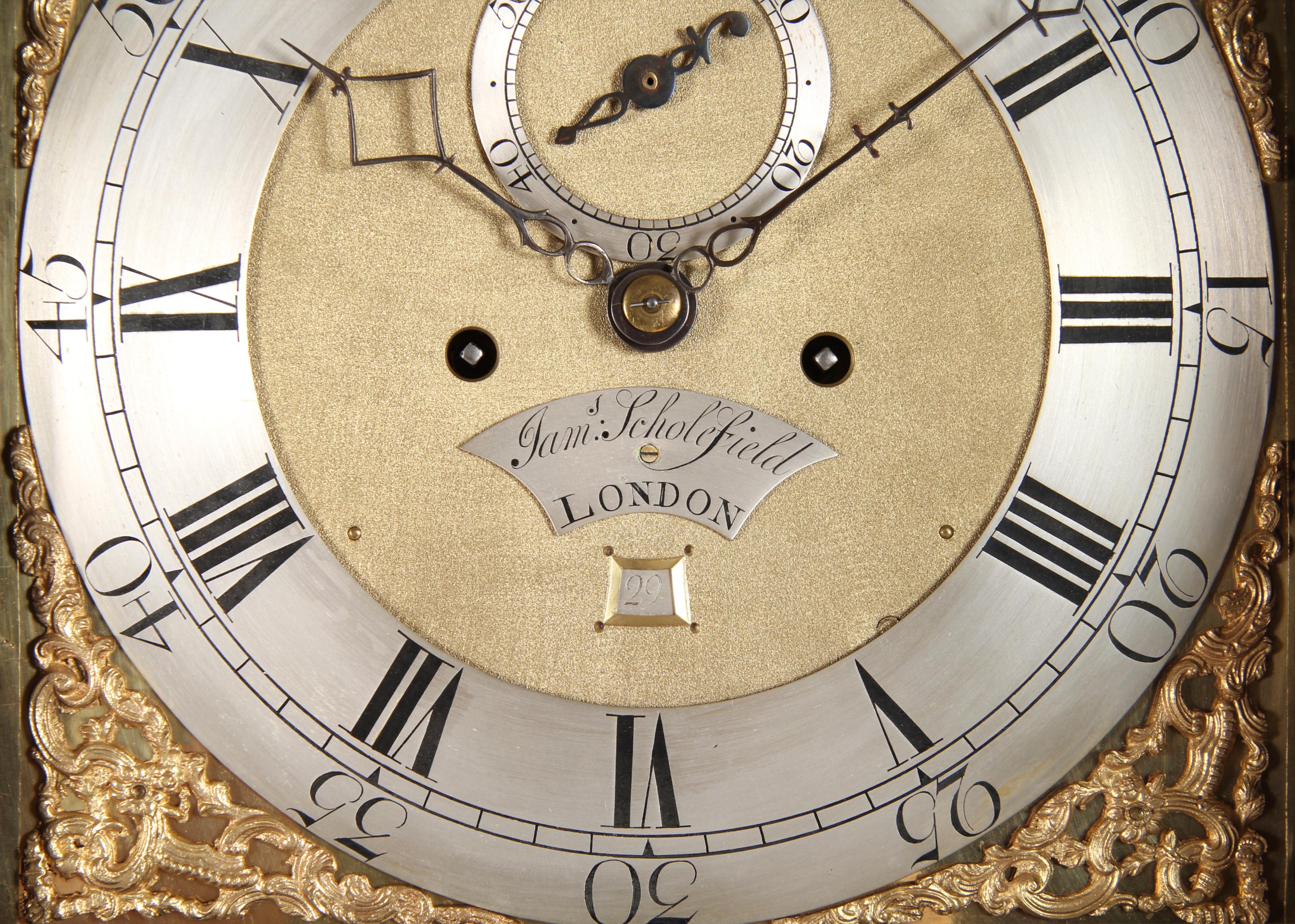 Hand-Painted Chinoiserie Grandfather Clock, England, London, Mid-18th Century, Longcase Clock For Sale