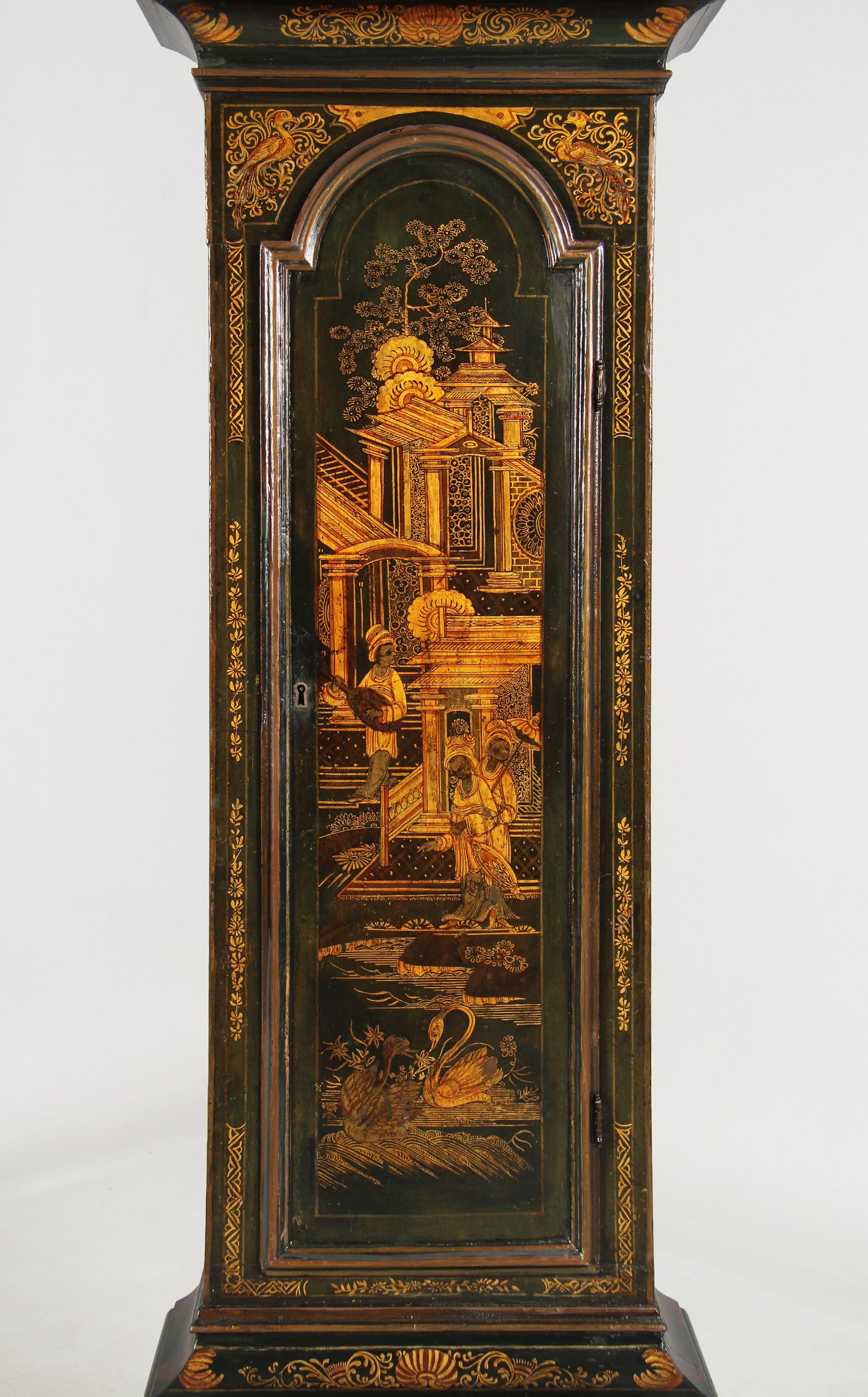 Chinoiserie Grandfather Clock, England, London, Mid-18th Century, Longcase Clock In Good Condition For Sale In Greven, DE