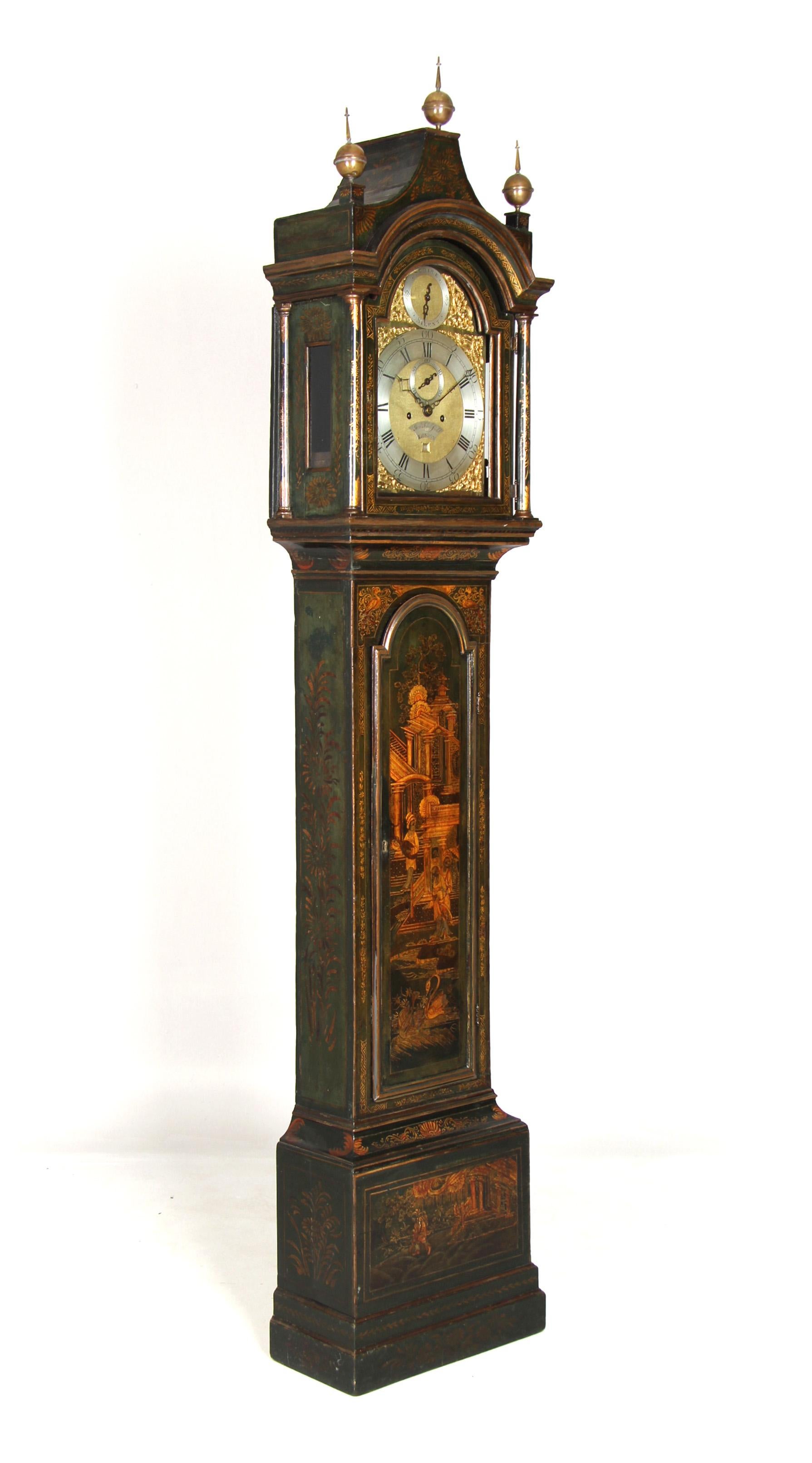 Chinoiserie Grandfather Clock, England, London, Mid-18th Century, Longcase Clock For Sale 1