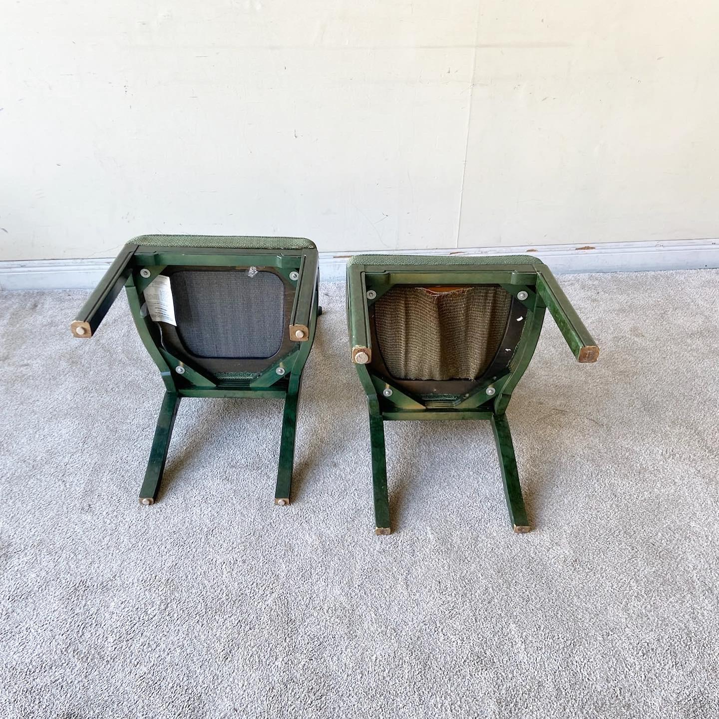 American Chinoiserie Green Wooden Dining Chairs by Thomasville