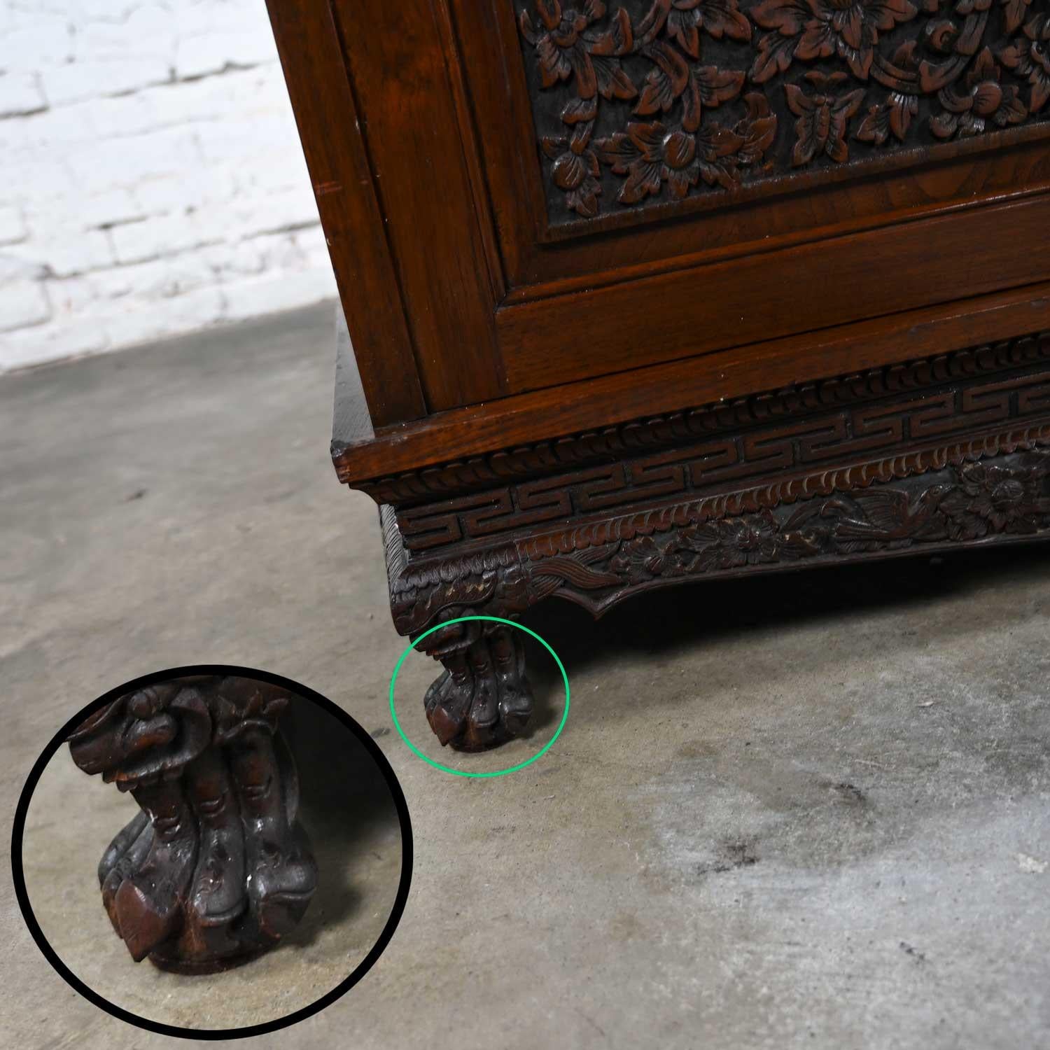 Chinoiserie Hand Carved Rosewood Credenza Buffet Cabinet from Bangkok Thailand 10