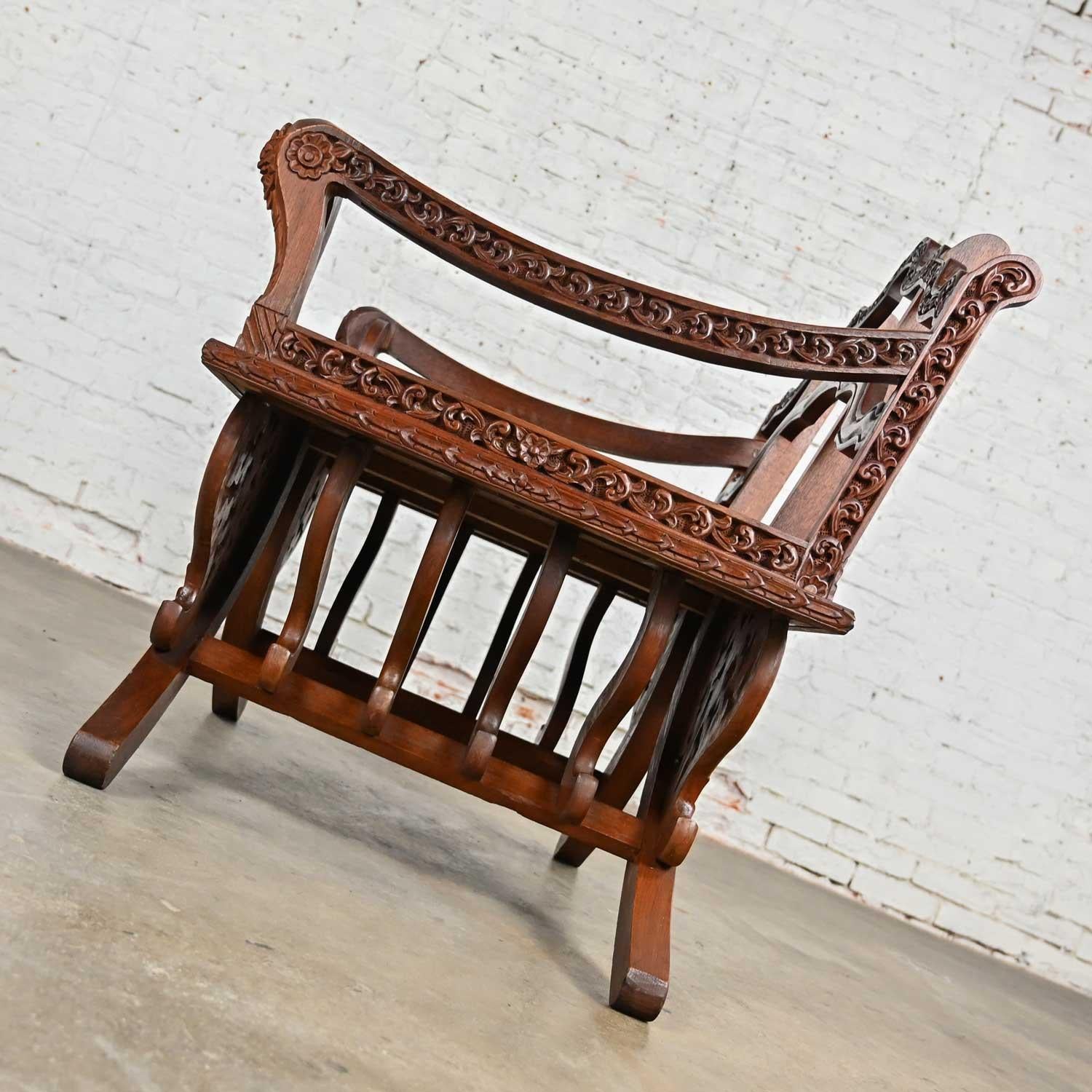 Chinoiserie Hand Carved Rosewood Howdah Elephant Saddle Chair Bangkok Thailand For Sale 1