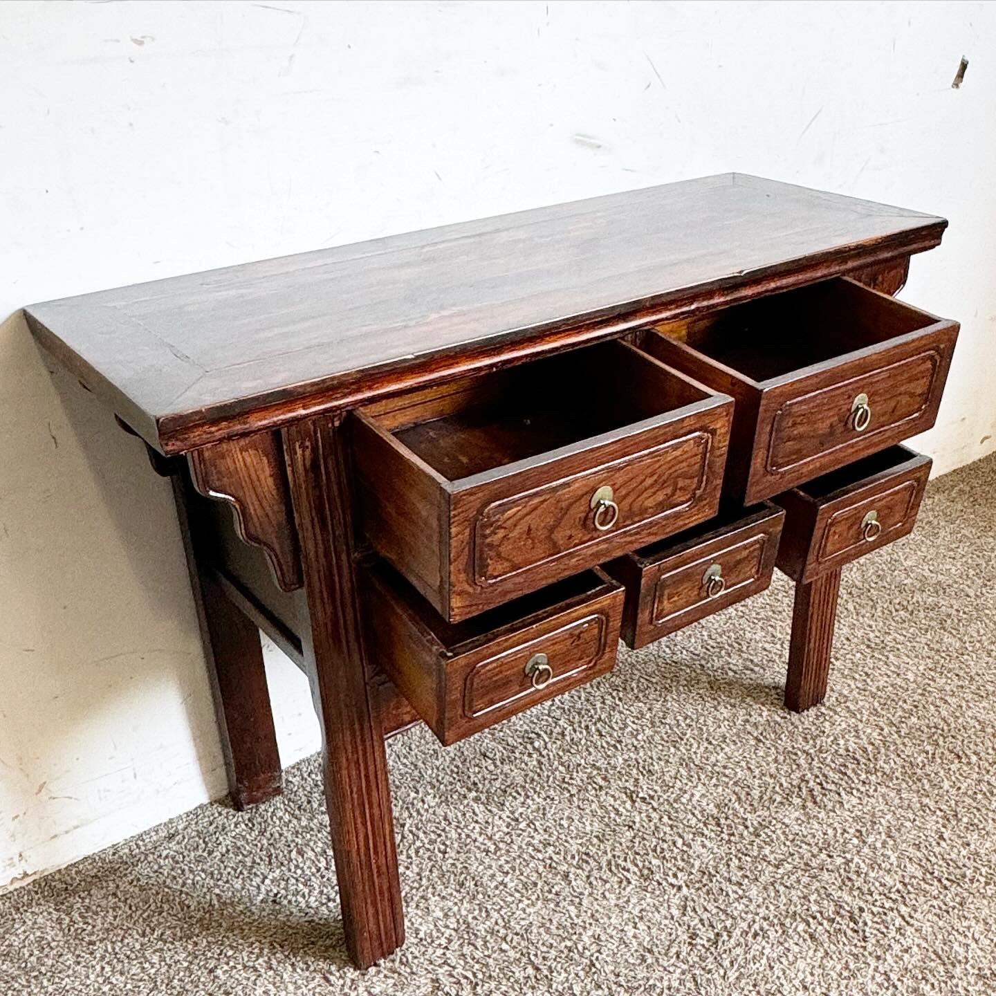 Sconosciuto Tavola laterale/console intagliata a mano Chinoiserie in vendita