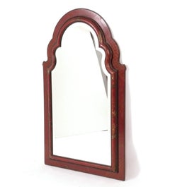 Chinoiserie Hand Painted Mirror Deep Chinese Red Color 47" height x 28.5" width