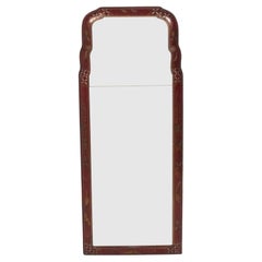 Chinoiserie Miroir peint à la main Couleur rouge profond 48" hauteur x 18.5" largeur