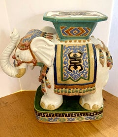 Chinoiserie Hand Painted Porcelain Elephant Garden Stool Seat Drinks Table