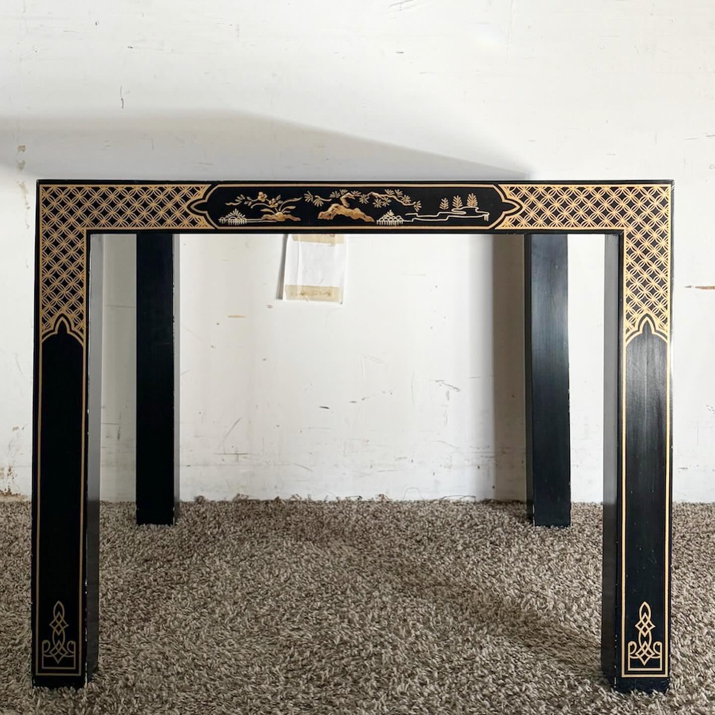 Discover the artistry of the Chinoiserie Hand Painted Side Table by Drexel Heritage. This exquisite table features traditional Asian motifs in detailed hand-painted designs, embodying the elegance and craftsmanship of Drexel Heritage. It's not just