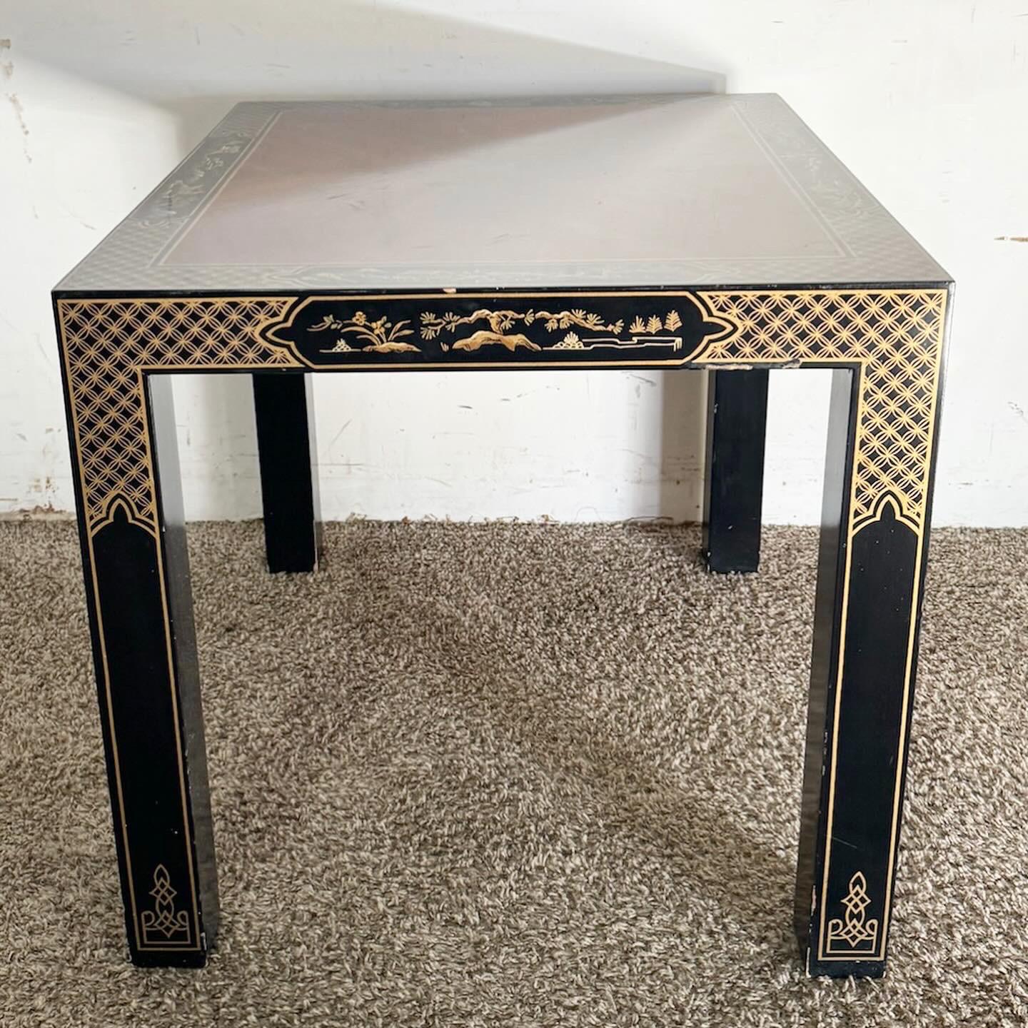 Wood Chinoiserie Hand Painted Side Table by Drexel Heritage For Sale