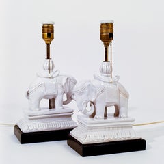 Chinoiserie. Handmade ceramic table lamps by Antonio Campuzano, Spain, 1960s