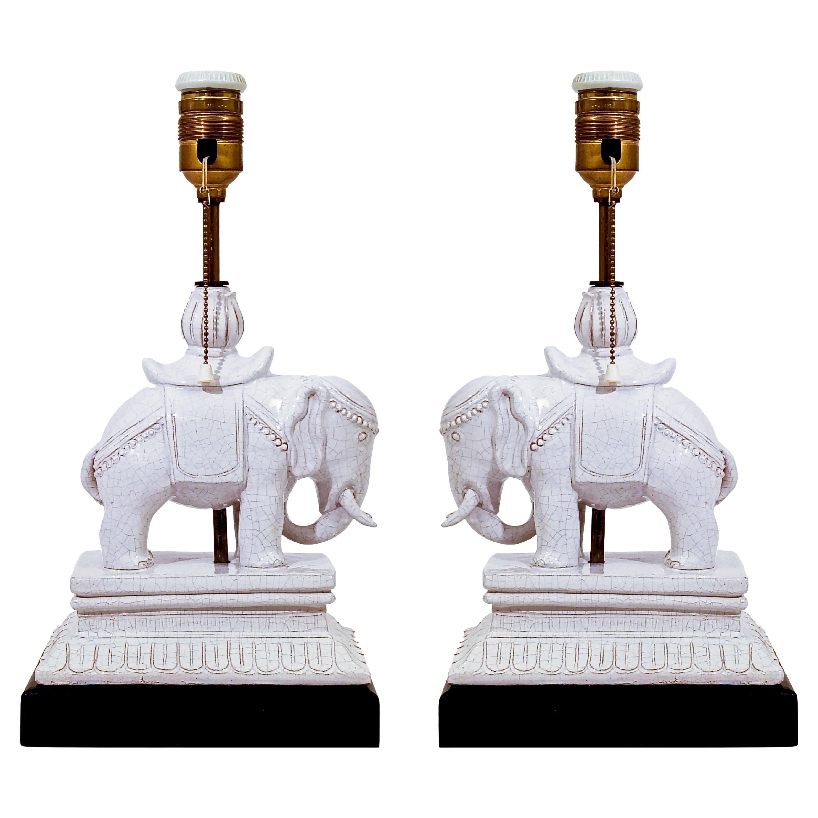 Chinoiserie. Handmade ceramic table lamps by Antonio Campuzano, Spain, 1960s For Sale