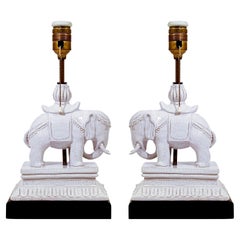 Chinoiserie. Handmade ceramic table lamps by Antonio Campuzano, Spain, 1960s