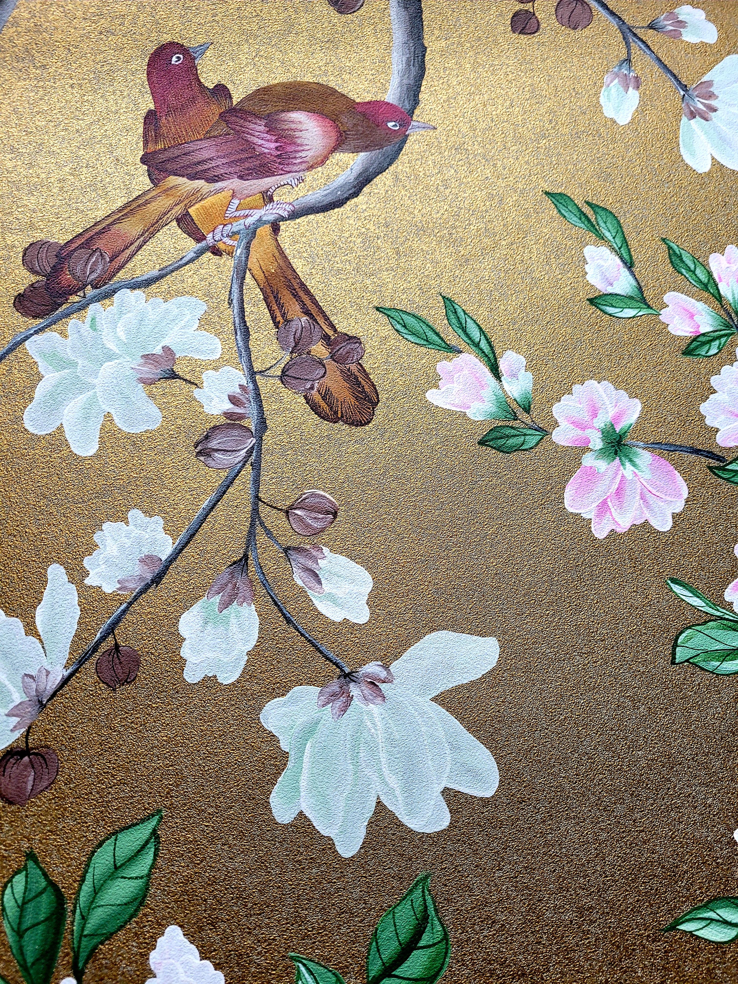 Contemporary Chinoiserie Handpainted Chinese Panel 19th Century Charlestone For Sale
