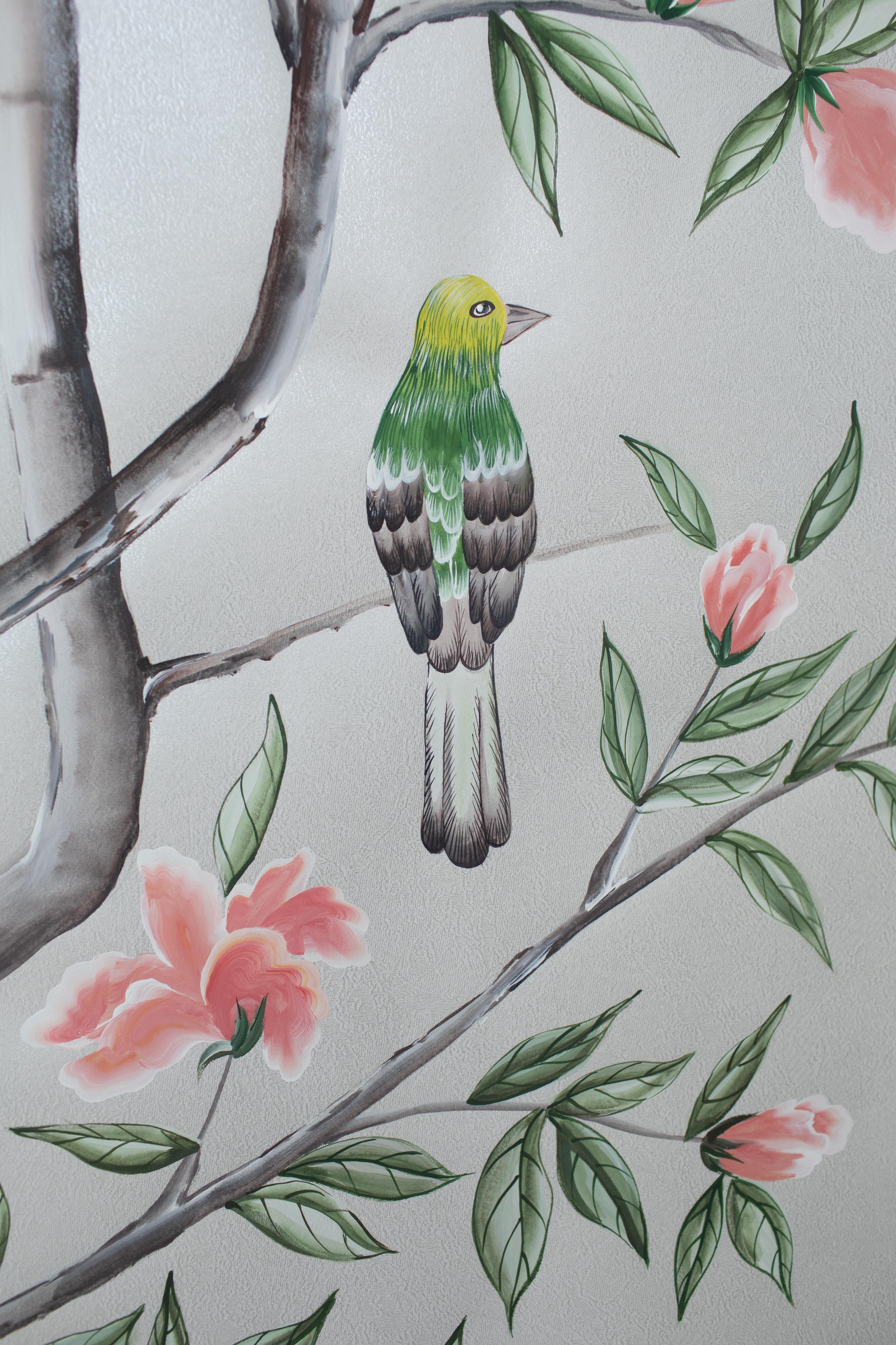 chinoiserie hand painted Chinese Wallpaper Berkeley 19th Century Original In New Condition For Sale In Lahnstein, DE