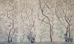 Chinoiserie Handpainted Chinese Wallpaper Hellbrunn 19th Century Original