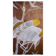 Chinoiserie Handpainted Chinese Wallpaper Panel 19th Century Caledon