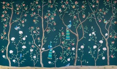 Chinese Wallpaper Handpainted Peacock Garden Chinoiserie Handmade
