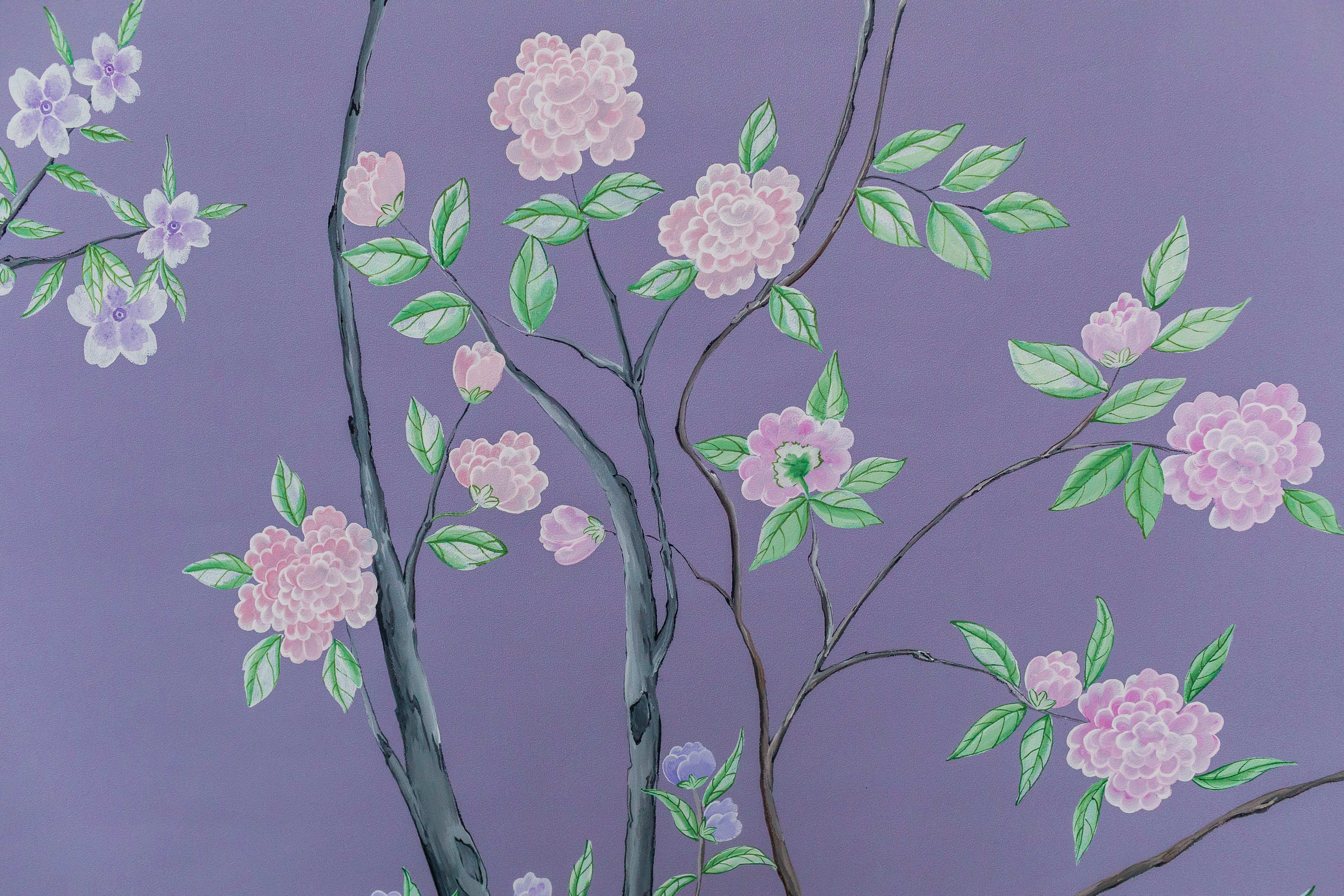 Paper Chinoiserie Hand Painted Chinese Wallpaper Return to Nassau 18th Century For Sale